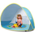 Glymnis Baby Strandmuschel Strandzelt Pop-up Baby Strand Zelt mit trennbarer Pool UV-Schutz UPF 50+ Sun Shade Shelter für Kleinkinder 0-3 Jahre  